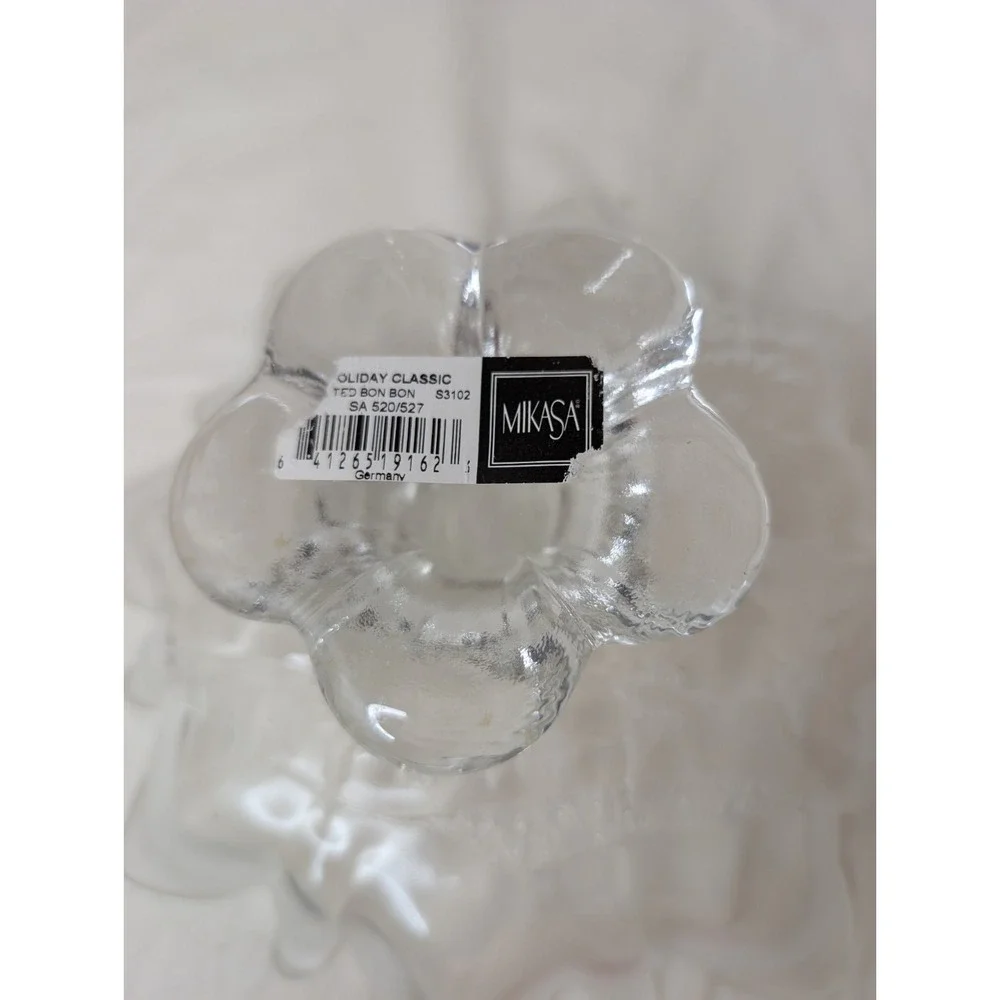 Christmas Pedestal Footed‎ Bon Bon Compote Dish Vintage Mikasa Crystal Germany